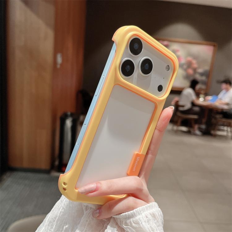 For iPhone 17 Pro Wolmtt Dual-color Candy Hollow Cooling Framed Phone Case(Yellow)