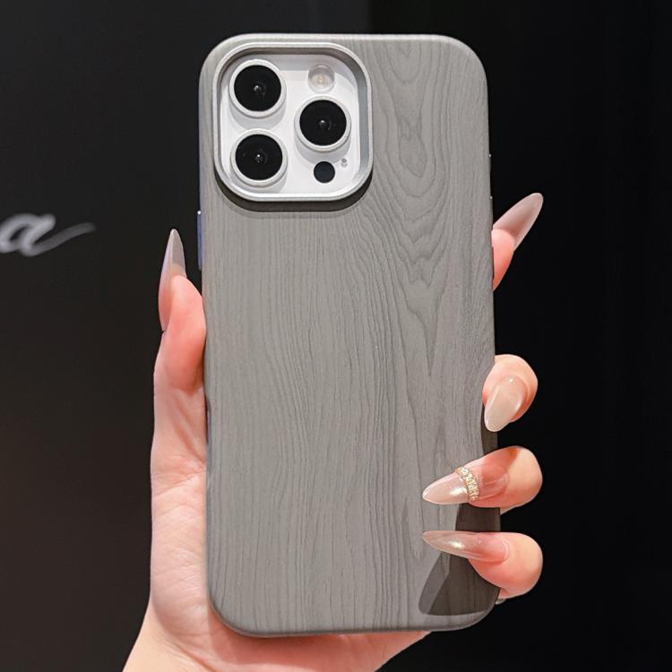 For iPhone 17 Pro Wood Grain Full Coverage Magnetic Phone Case(Grey)