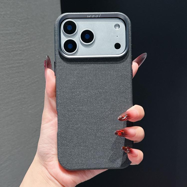 For iPhone 17 Pro Wool Linen Fabric Full Coverage Magnetic Phone Case(Black)