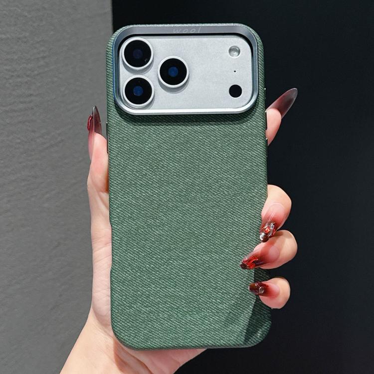 For iPhone 17 Pro Wool Linen Fabric Full Coverage Magnetic Phone Case(Green)
