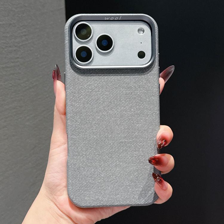 For iPhone 17 Pro Wool Linen Fabric Full Coverage Magnetic Phone Case(Grey)