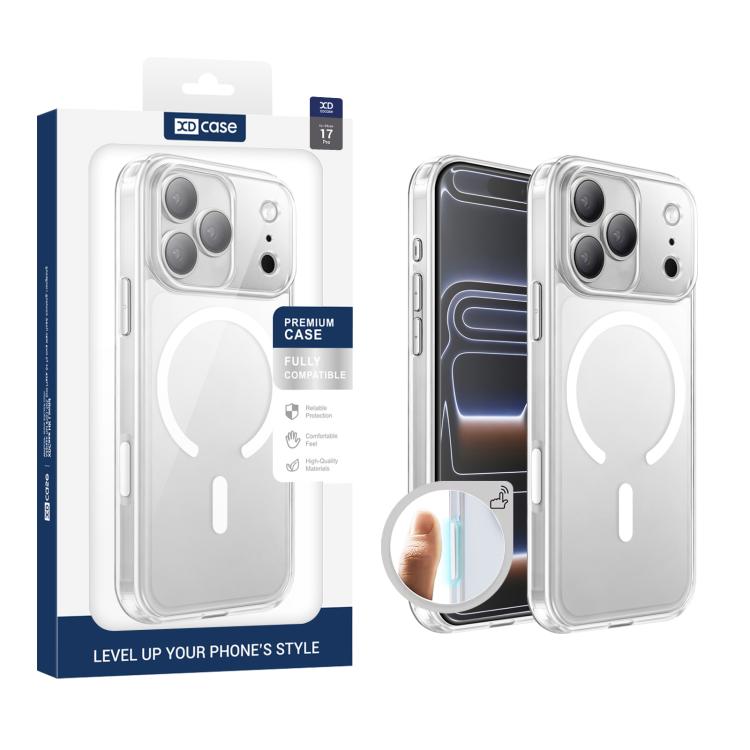 For iPhone 17 Pro XDcase Frosted Transparent Magnetic Shockproof Phone Case(White)
