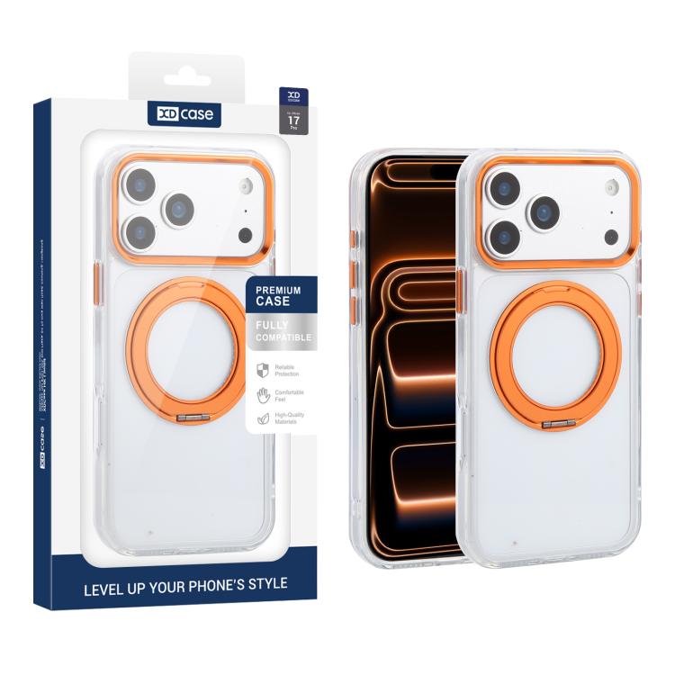 For iPhone 17 Pro XDcase YADUN Rotating Bracket Magnetic Phone Case(Orange White)