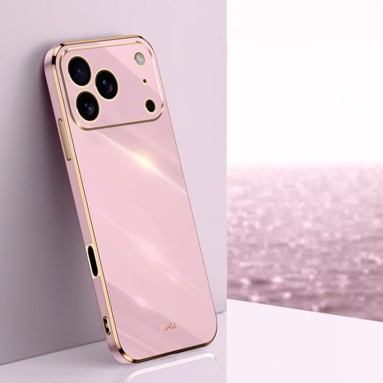 For iPhone 17 Pro XINLI Straight Edge 6D Electroplate TPU Phone Case(Cherry Purple)