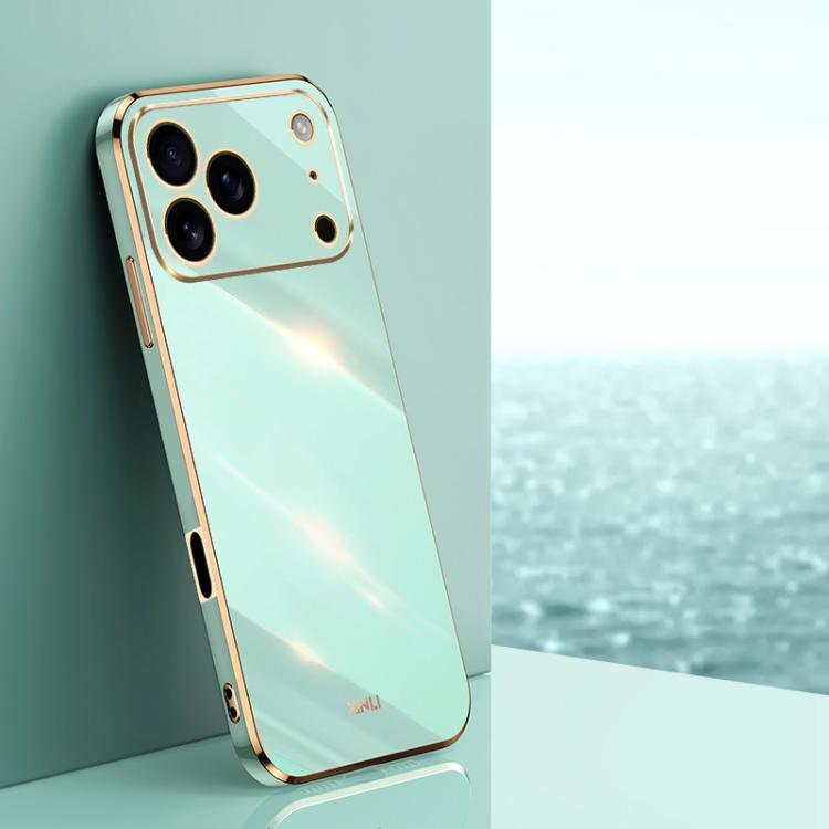 For iPhone 17 Pro XINLI Straight Edge 6D Electroplate TPU Phone Case(Mint Green)