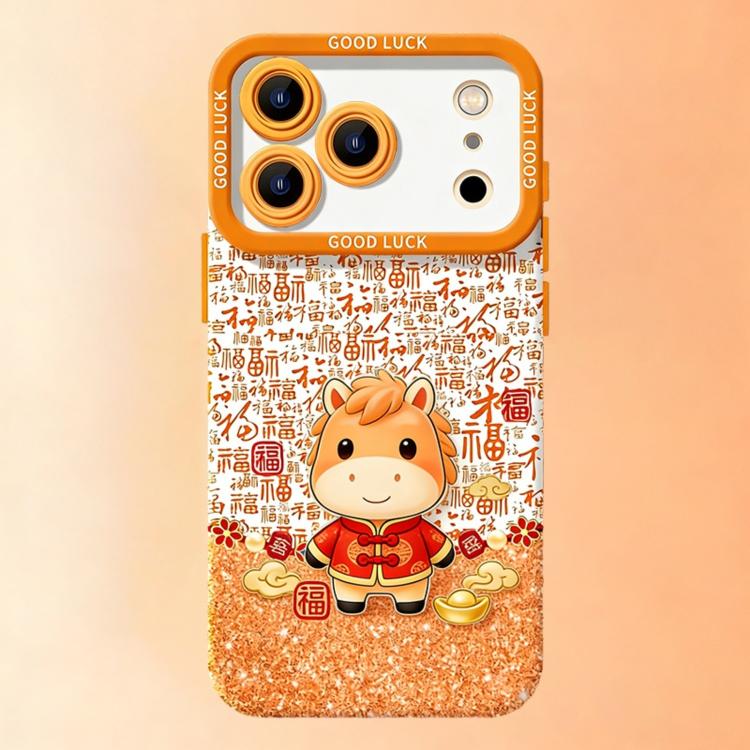 For iPhone 17 Pro Year Of The Horse Liquid Silicone Full Coverage Shockproof Phone Case(Fuzi Pony)