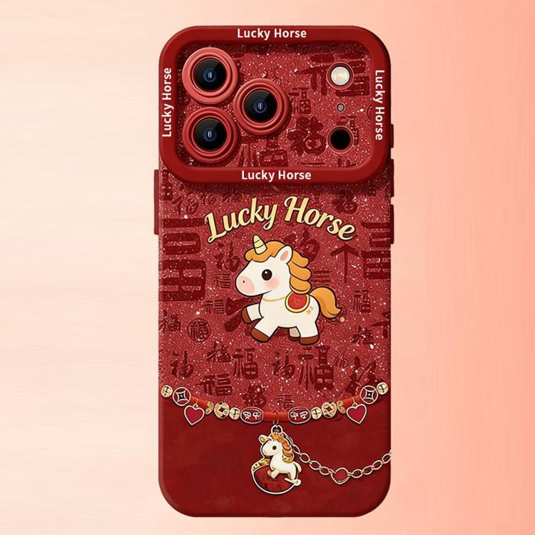 For iPhone 17 Pro Year Of The Horse Skin Feel Liquid Silicone Full Coverage Phone Case(Lucky Big Horse)