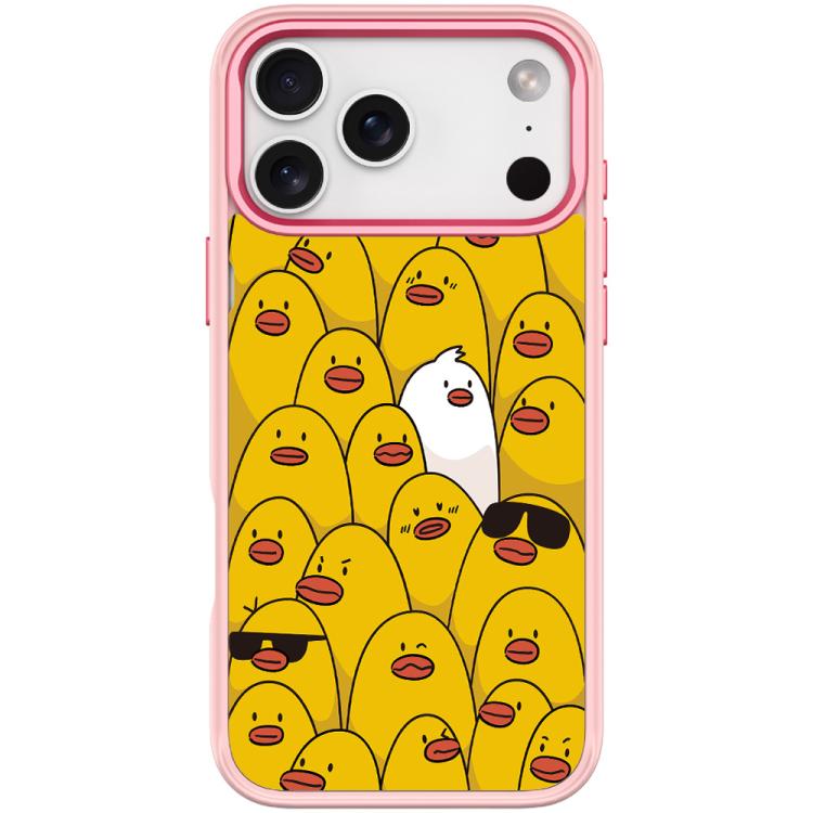 For iPhone 17 Pro Yellow Duck Pattern Magnetic Phone Case(Pink)