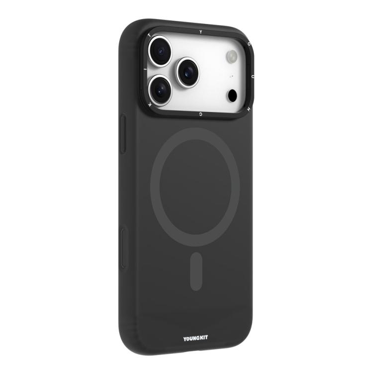 For iPhone 17 Pro YOUNGKIT Condensate Magnetic Series Lens Frame Holder Silicone Phone Case(NZCX001 Black)