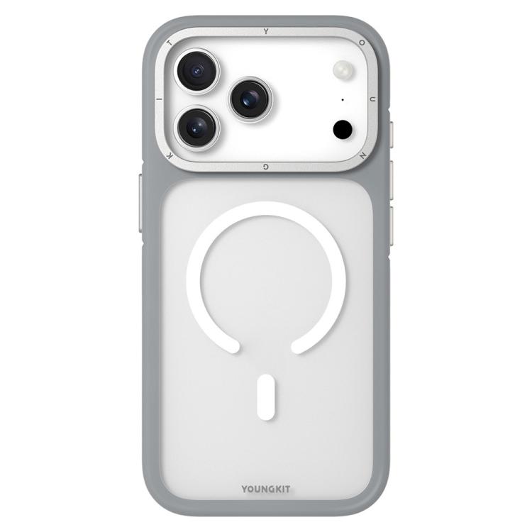 For iPhone 17 Pro YOUNGKIT Rocky Sand Skin-Touch Matte TPU PC Hybrid Magnetic Phone Case(YSCX003 Gray)