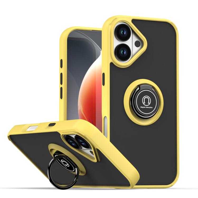 For iPhone 17 Q Shadow 1 Series TPU + PC Phone Case with Ring(Yellow)