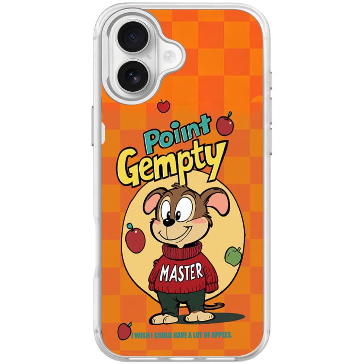 For iPhone 17 Red Green Apple Dog Pattern Magnetic Phone Case(Transparent White)