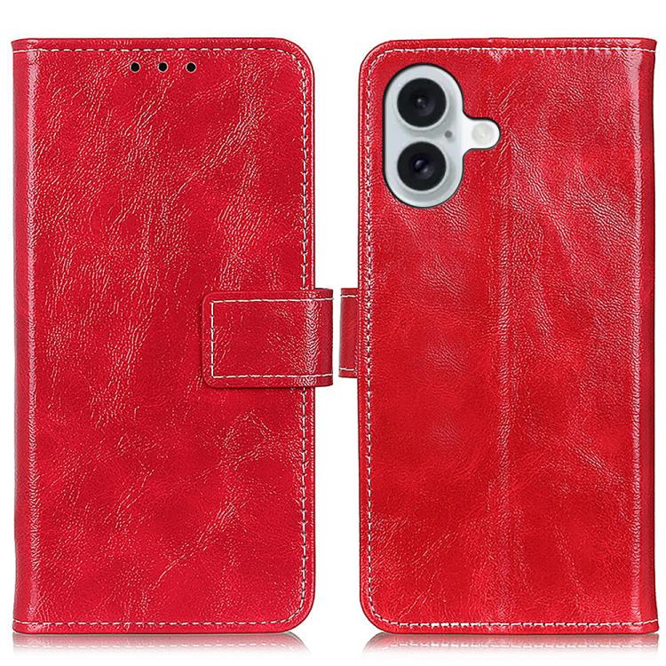 For iPhone 17 Retro Crazy Horse Texture Horizontal Flip Leather Phone Case(Red)