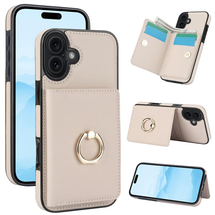 For iPhone 17 RFID Anti-theft Card Ring Holder Phone Case(White)