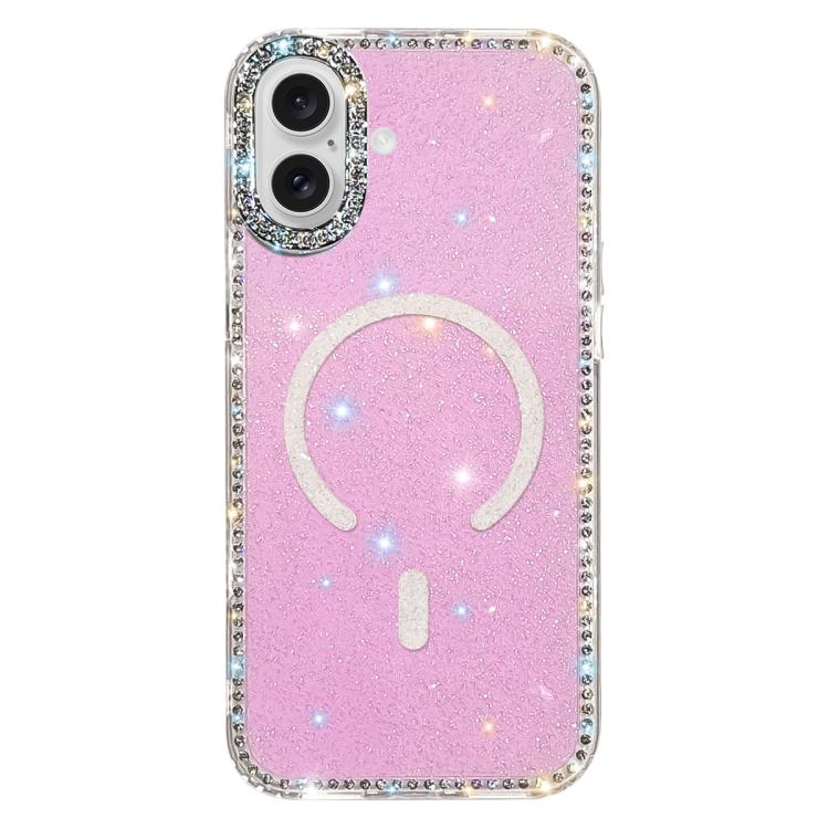 For iPhone 17 Rhinestone Dual-side IMD PC Hybrid TPU Magnetic Phone Case(Glitter Light Purple)