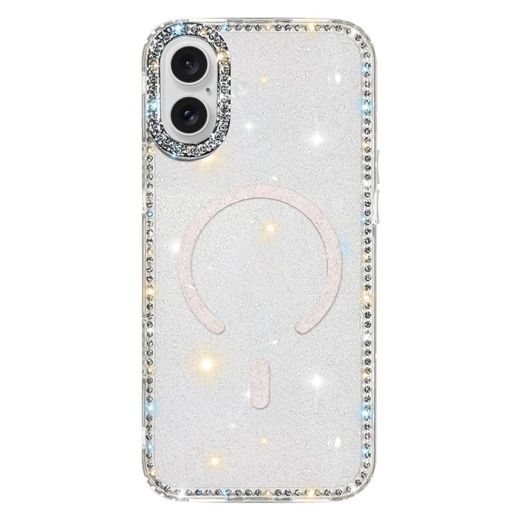 For iPhone 17 Rhinestone Dual-side IMD PC Hybrid TPU Magnetic Phone Case(Glitter Transparent)