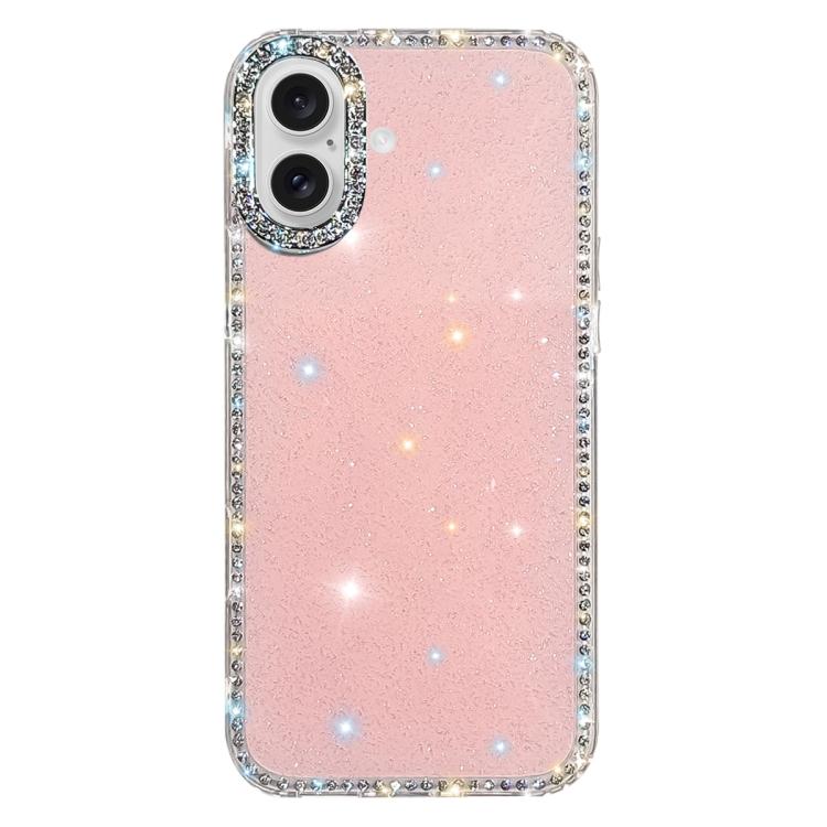 For iPhone 17 Rhinestone Dual-side IMD PC Hybrid TPU Phone Case(Glitter Light Pink)
