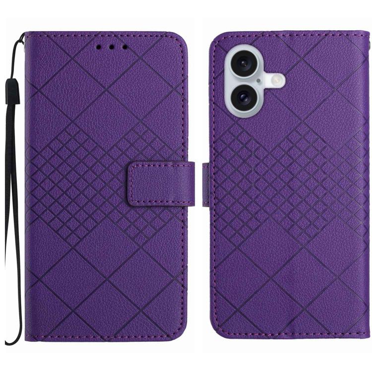 For iPhone 17 Rhombic Grid Texture Leather Phone Case(Purple)
