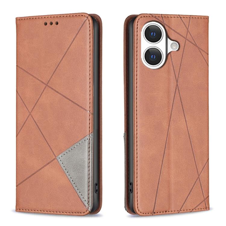 For iPhone 17 Rhombus Texture Magnetic Leather Phone Case(Brown)