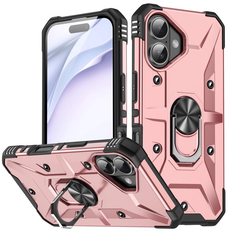 For iPhone 17 Ring Holder Phone Case(Rose Gold)