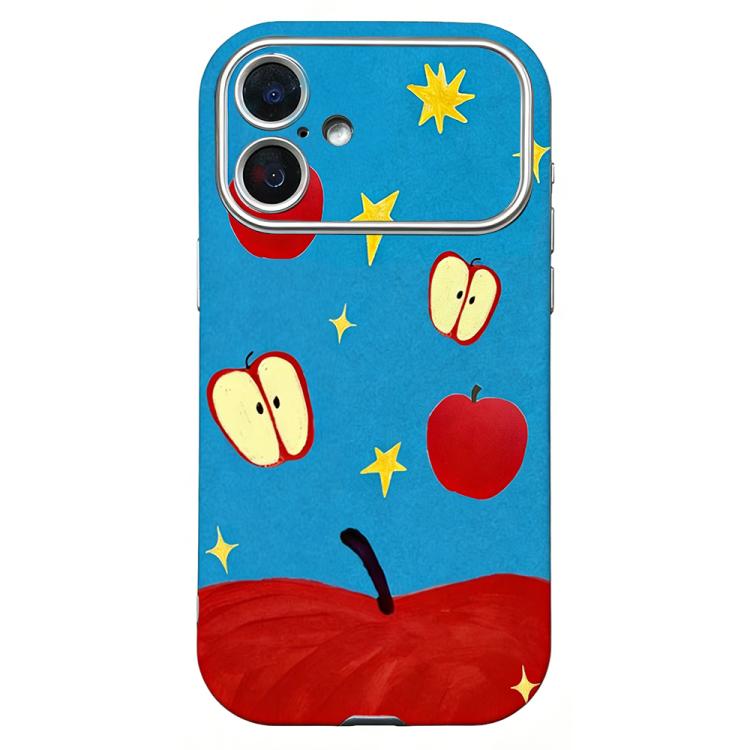 For iPhone 17 Rounded Edge Large Window Silicone Phone Case(Red Apple)