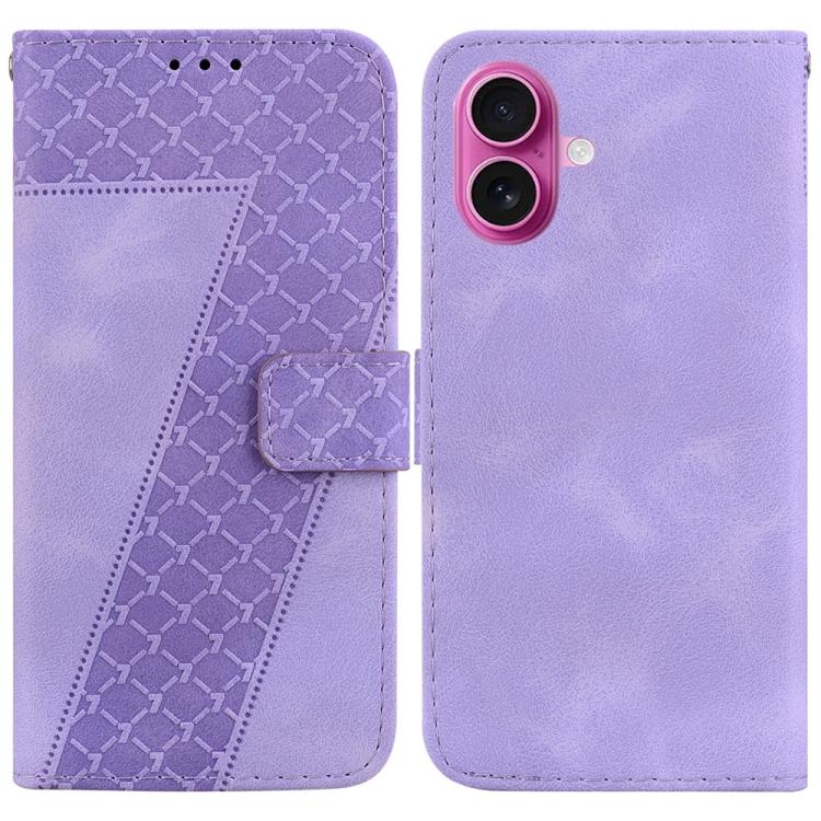 For iPhone 17 Seven-shaped Embossed Leather Phone Case(Purple)