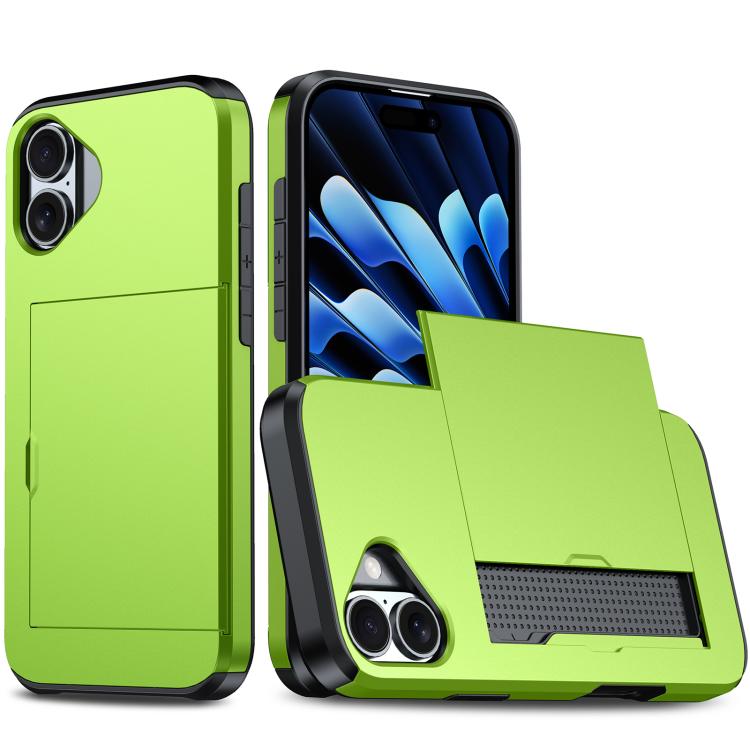 For iPhone 17 Shockproof Armor Phone Case with Card Slot(Green)