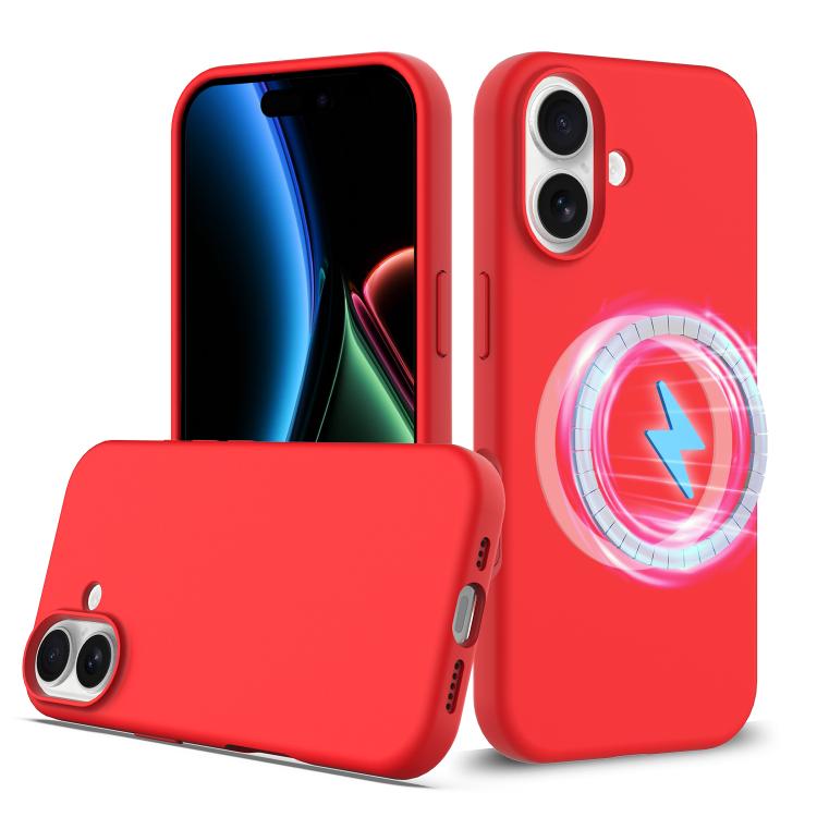 For iPhone 17 Shockproof Silicone Magsafe Phone Case(Red)