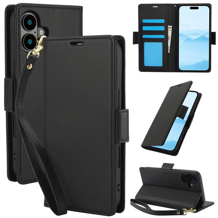 For iPhone 17 Side Buckle RFID Anti-theft Leather Phone Case(Black)