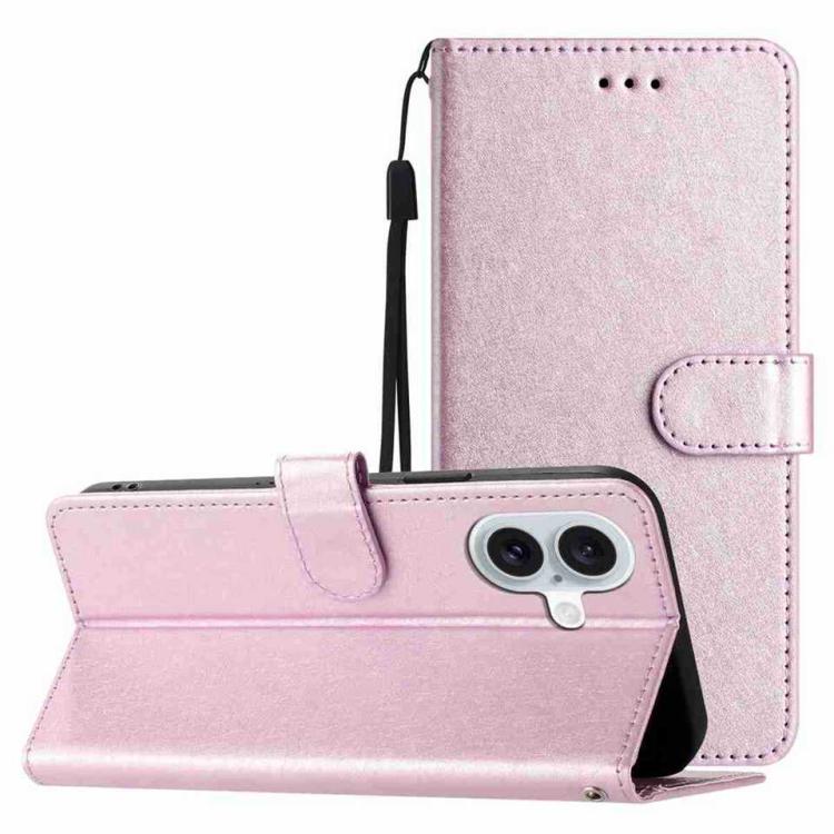 For iPhone 17 Silk Texture Horizontal Flip Leather Phone Case(Rose Pink)