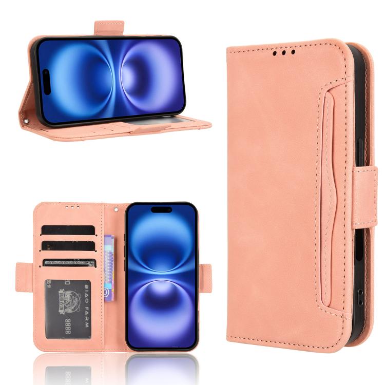 For iPhone 17 Skin Feel Calf Texture Card Slots Leather Phone Case(Pink)