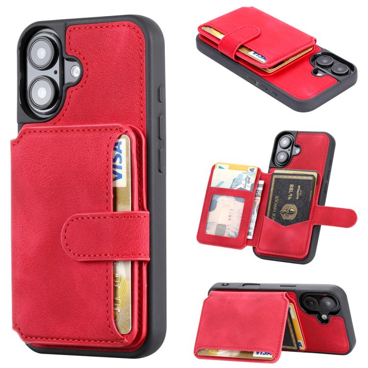 For iPhone 17 Skin Feel Dream RFID Anti-theft PU Card Bag Phone Case(Red)