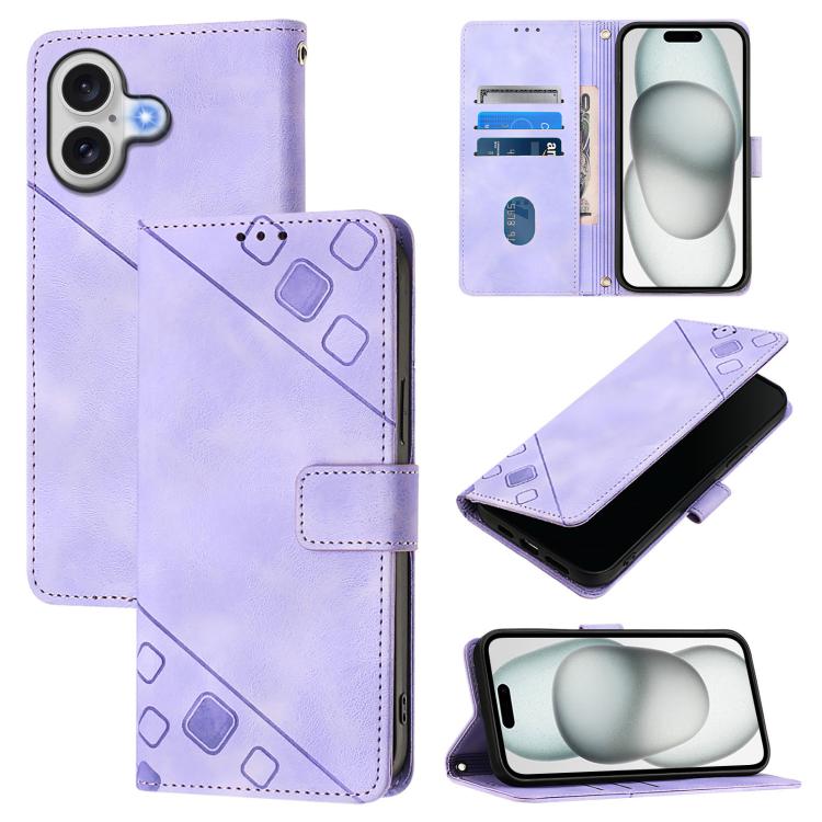 For iPhone 17 Skin-feel Embossed Leather Phone Case(Light Purple)