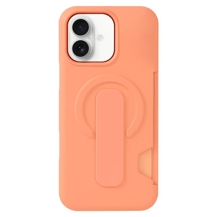 For iPhone 17 Skin Feel Holder Card Slot Magnetic Phone Case(Orange)