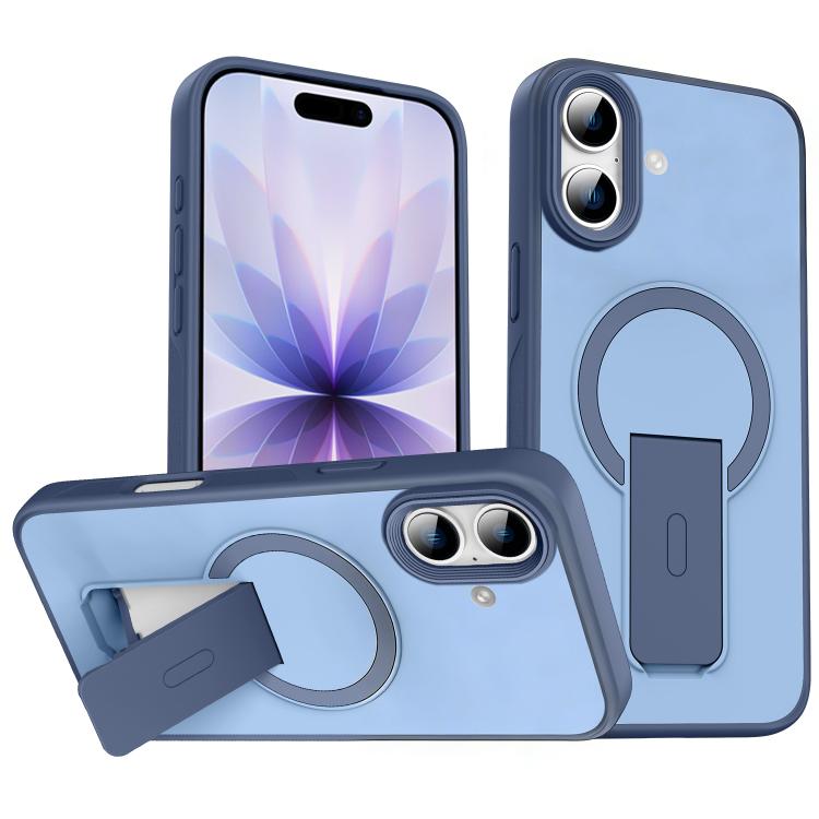 For iPhone 17 Skin Feel Invisible Kickstand MagSafe Phone Case(Blue)