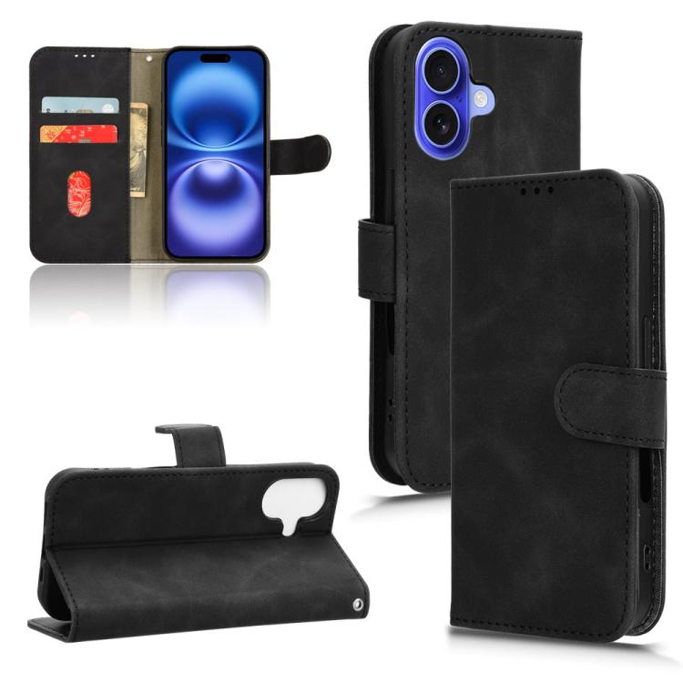 For iPhone 17 Skin Feel Magnetic Flip Leather Phone Case(Black)