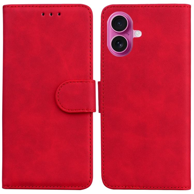 For iPhone 17 Skin Feel Pure Color Flip Leather Phone Case(Red)