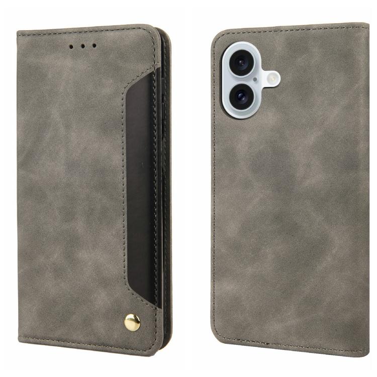For iPhone 17 Skin Feel Splicing Leather Phone Case(Grey)