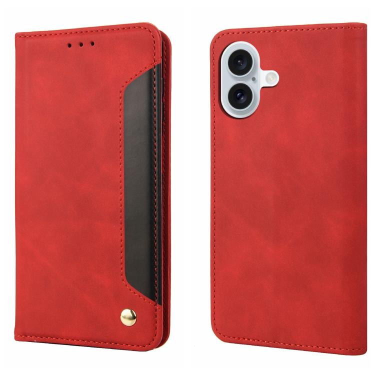 For iPhone 17 Skin Feel Splicing Leather Phone Case(Red)