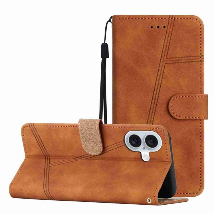 For iPhone 17 Skin-feel Stitching Leather Phone Case(Brown)