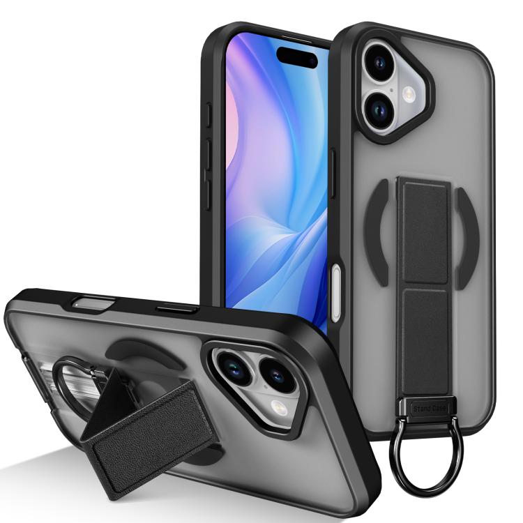 For iPhone 17 Skin-Friendly D-Ring Holder Magnetic Shockproof Phone Case(Black)