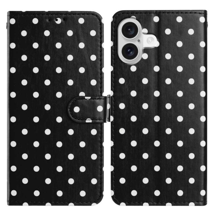For iPhone 17 Small Dots Pattern Vegan Leather Phone Case(Black)
