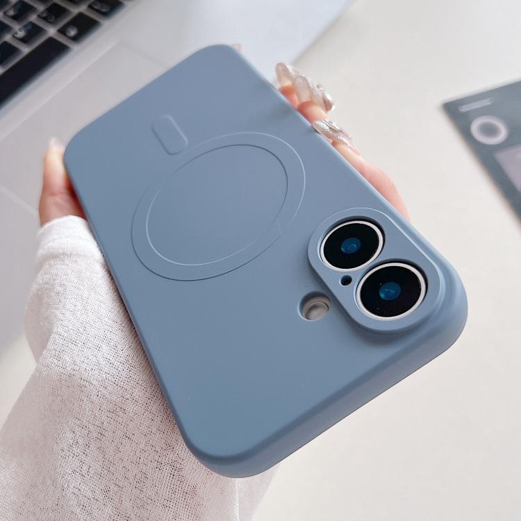For iPhone 17 Solid Color Liquid Silicone MagSafe Magnetic Phone Case(Lavender Grey)