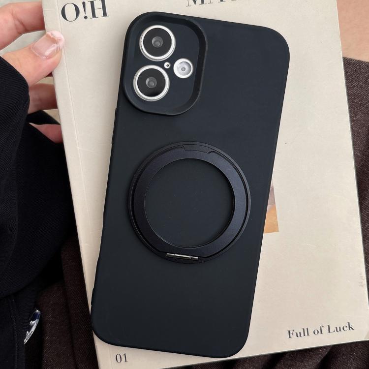For iPhone 17 Stress Relief Holder Magnetic Fine Hole Silicone Phone Case(Black)