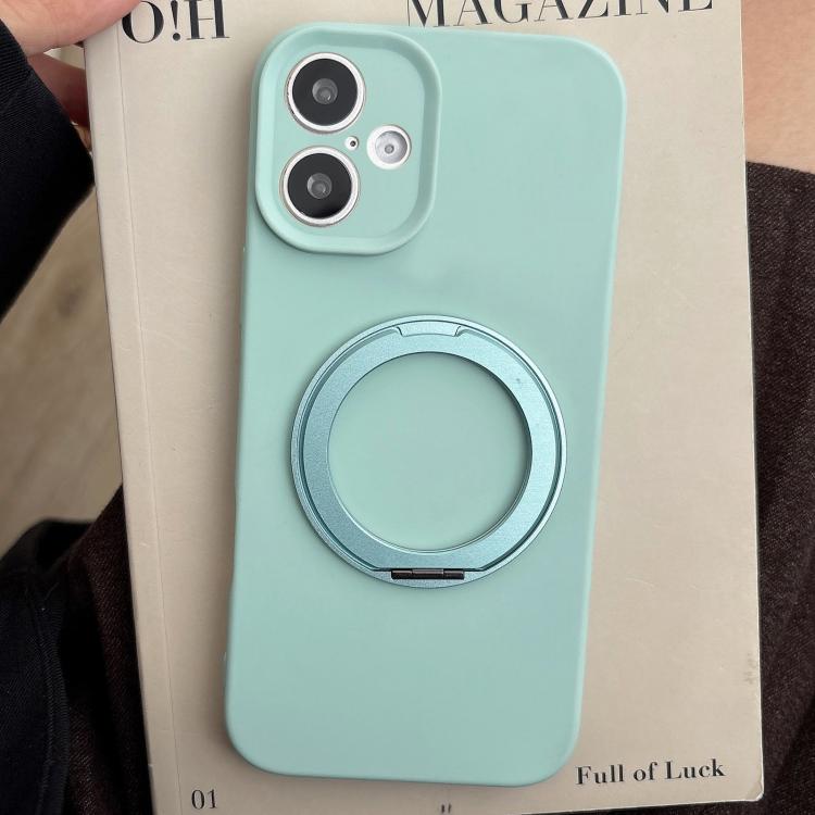 For iPhone 17 Stress Relief Holder Magnetic Fine Hole Silicone Phone Case(Cyan)