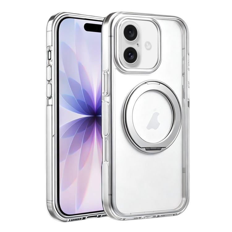 For iPhone 17 Stress Relief Holder Magnetic Phone Case(White Silver)