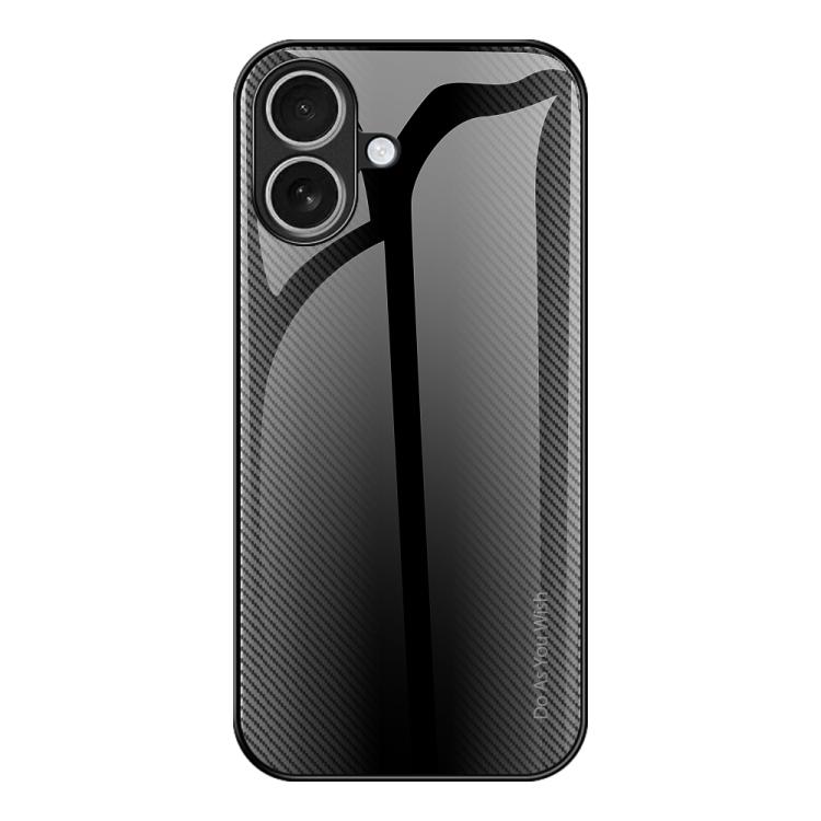 For iPhone 17 Texture Gradient Glass TPU Phone Case(Black)