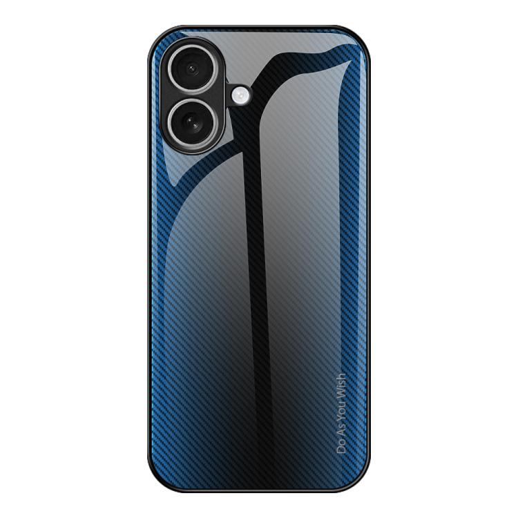 For iPhone 17 Texture Gradient Glass TPU Phone Case(Blue)