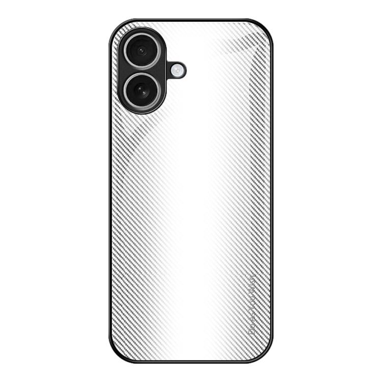 For iPhone 17 Texture Gradient Glass TPU Phone Case(White)