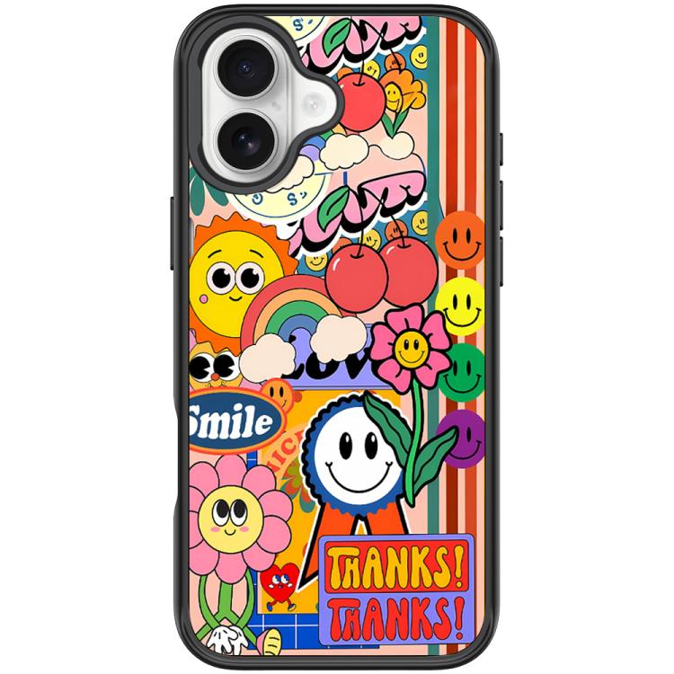 For iPhone 17 Thanks Sunflower Pattern Magnetic Phone Case(Black)
